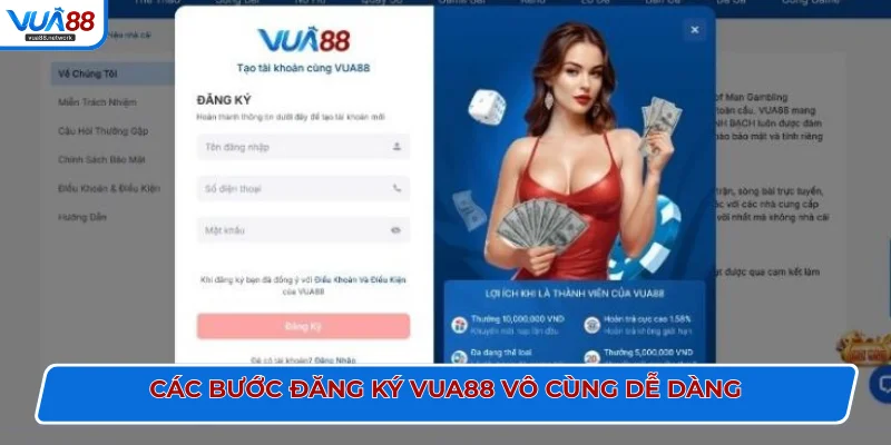 Các bước đăng ký Vua88 vô cùng dễ dàng